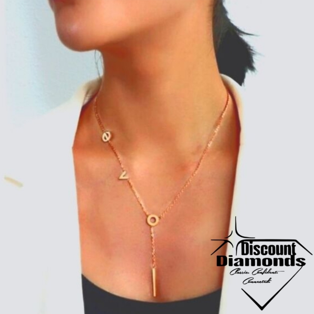 The LOVE necklace - 18K Yellow Gold over Titanium Necklace